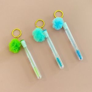 3pcs Tube Eyelash Brush/Spoolie with Furball & Gold Keychain | Mascara Wand